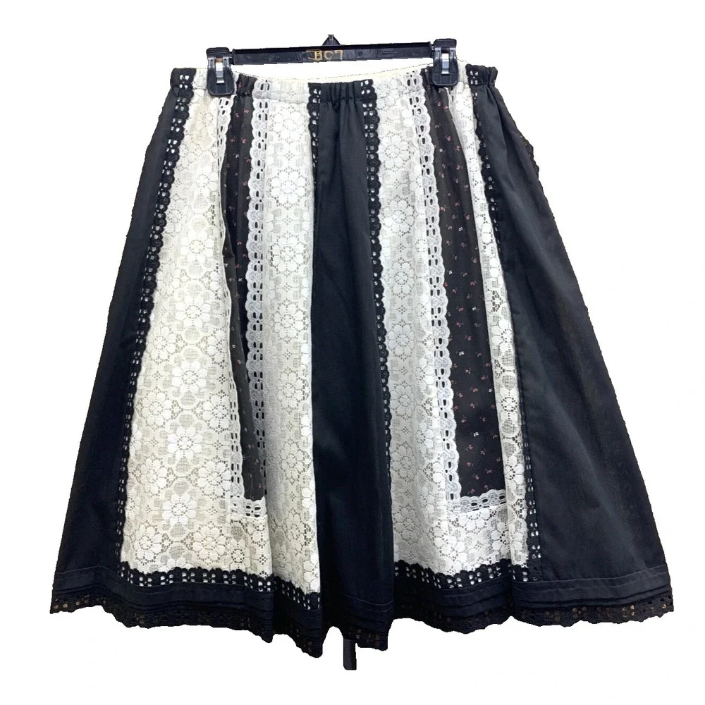 Vintage Carefree Fashions Scottsdale AZ Black and Lace Prairie Boho Skirt - Picture 2 of 7